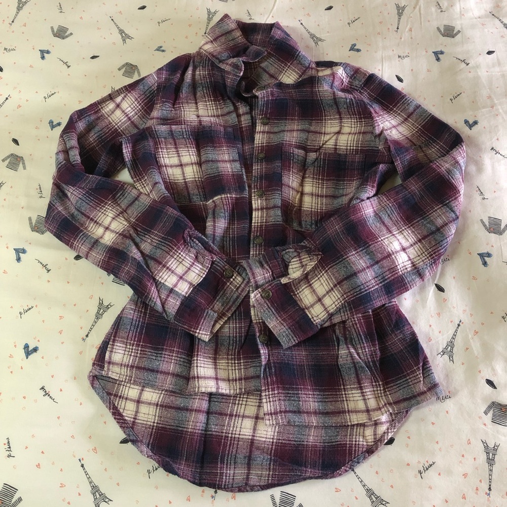 Charlotte Russe Raisin Colored Long Sleeves Plaid